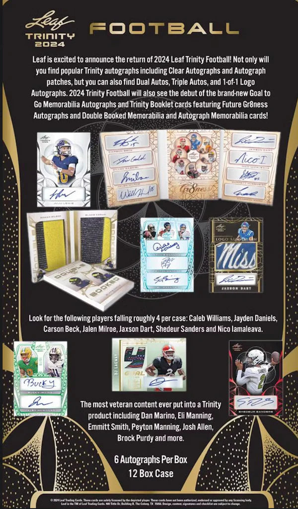 2024 Leaf Trinity Football Hobby Box (Presell)